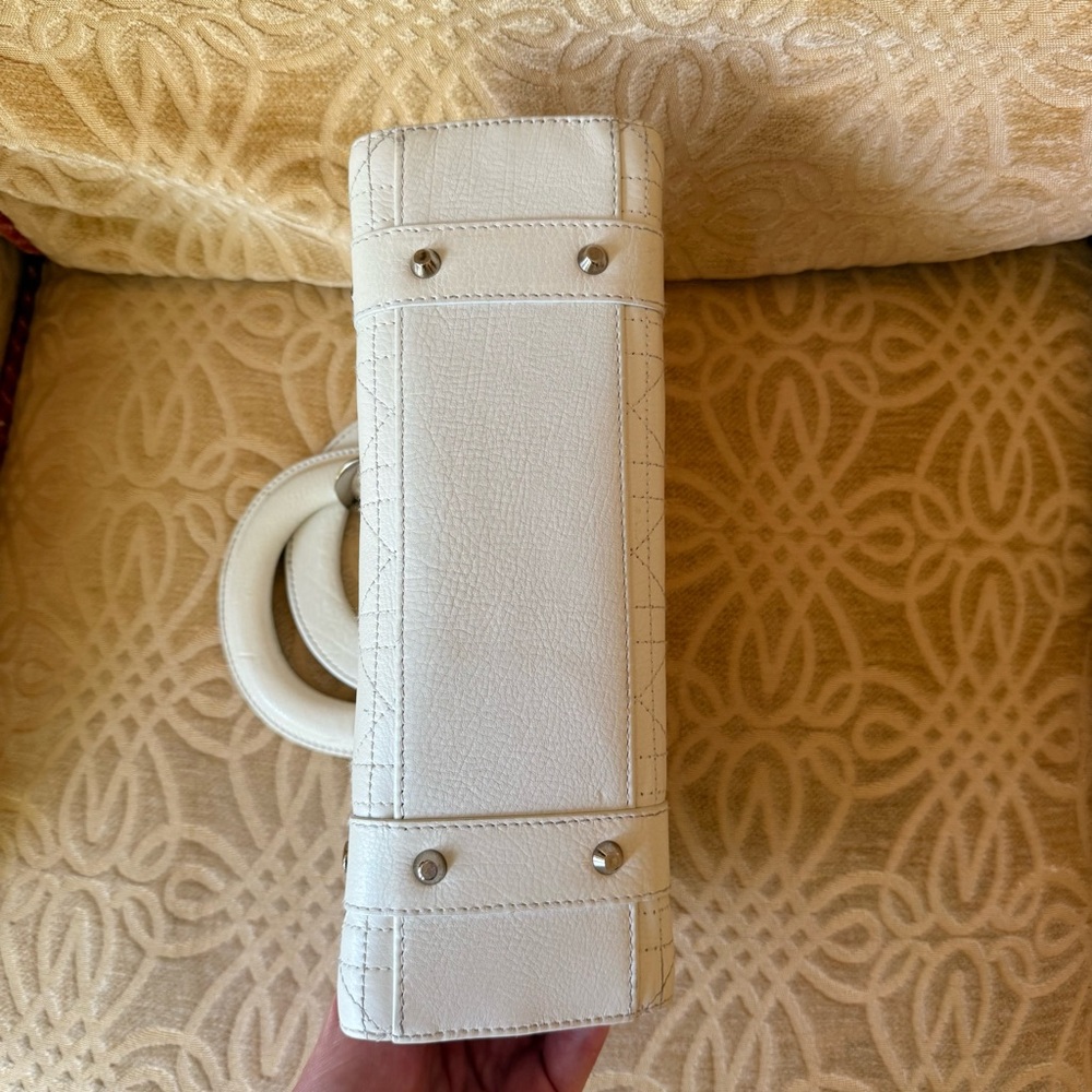 Vintage Calfskin Cannage Stitched Small East West Lady Dior White - Picture 4 of 16